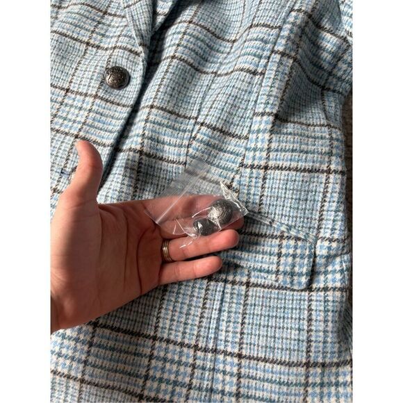 Talbots CLASSIC SHETLAND BLAZER Jacket GLEN PLAID Blue size 10 Petite Button Fro - Picture 9 of 14